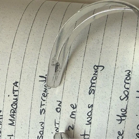 925 Green Labradorite & Moonstone Cuff Adjustable bracelet - Picture 4 of 4